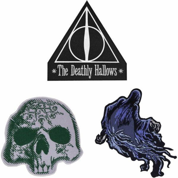 Lot de 3 écussons les reliques de la mort - harry potter Vêtements > Accessoires Chez Ollivander - Harry Potter Shop